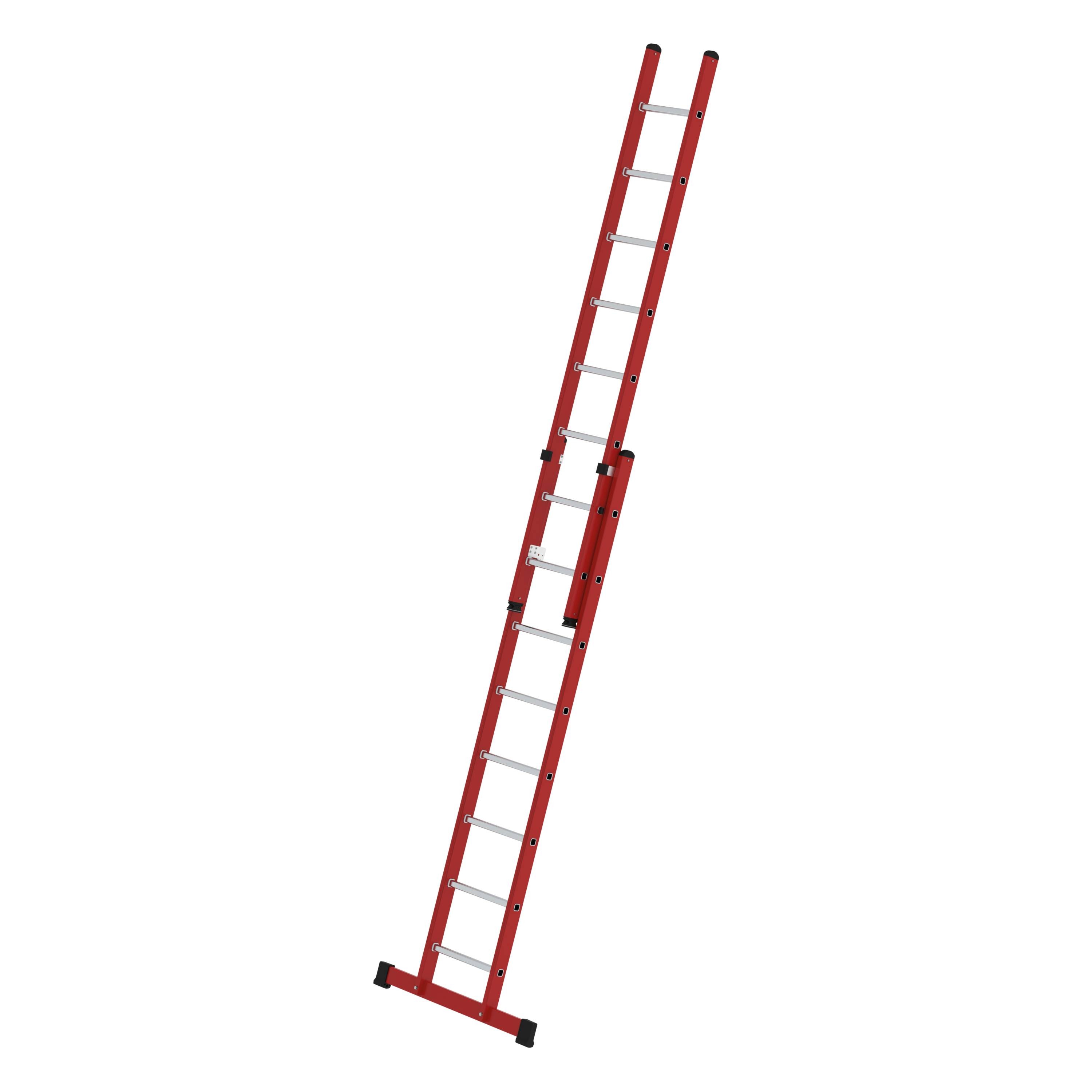 Sprossen-Schiebeleiter 2-teilig GFK/Alu mit Traverse 2x8 Sprossen