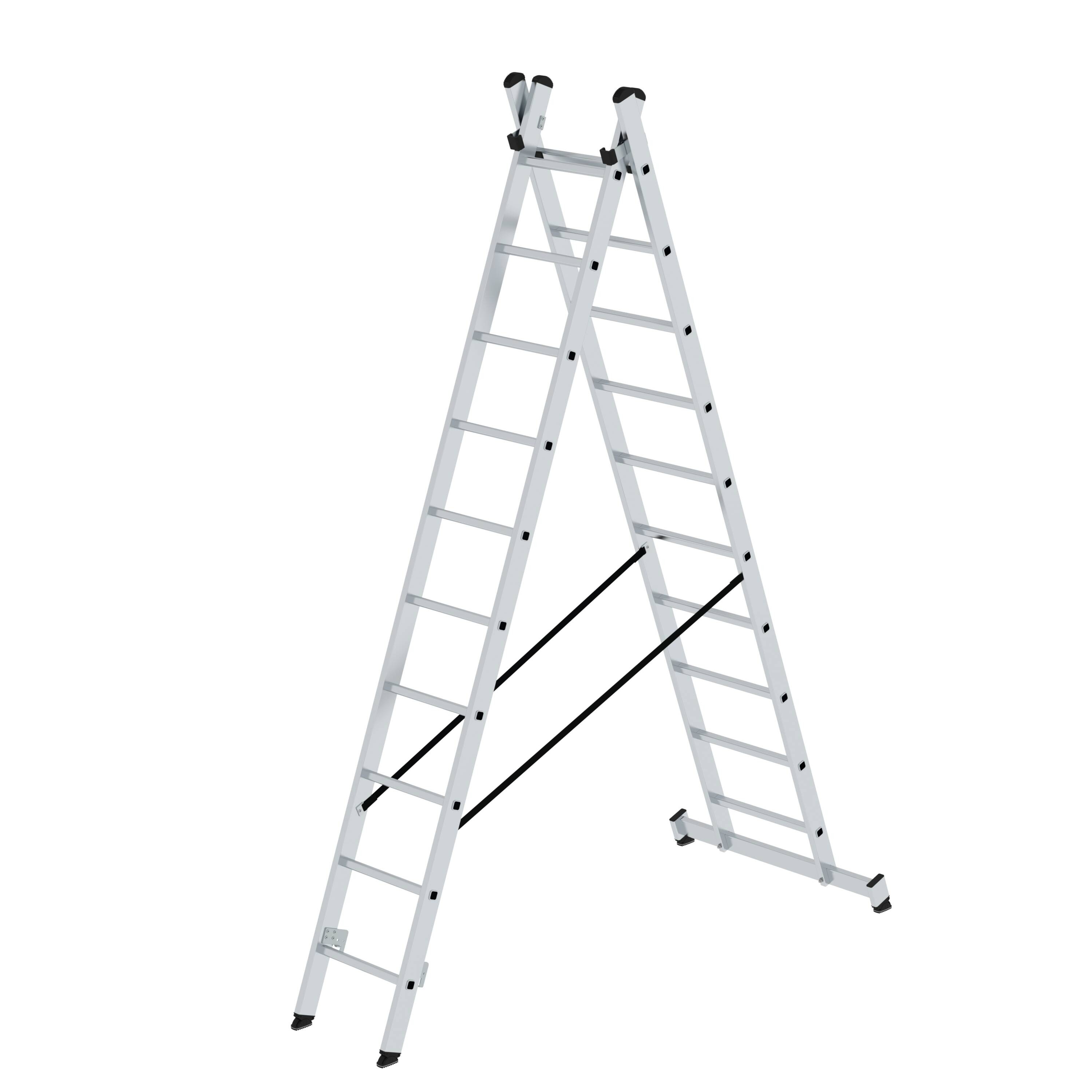 Mehrzweckleiter 2-teilig mit nivello®-Traverse 2x10 Sprossen
