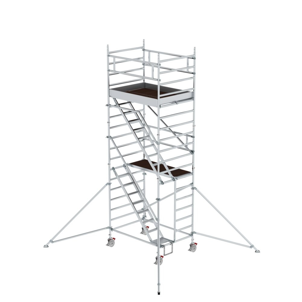 Rollgerüst 1,35 x 1,80 m mit Schrägaufstiegen & Ausleger Plattformhöhe 4,47 m