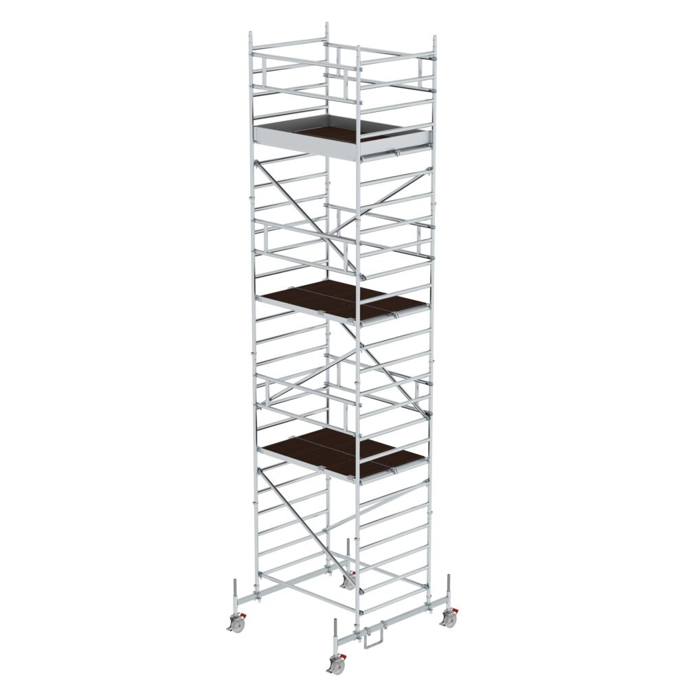 Rollgerüst 1,35 x 1,80 m mit Fahrbalken & Doppel-Plattform Plattformhöhe 6,62 m