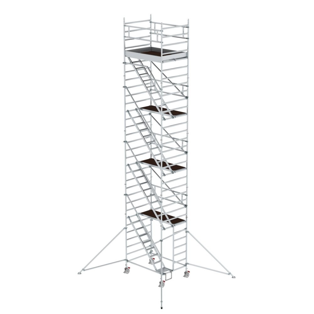 Rollgerüst 1,35 x 1,80 m mit Schrägaufstiegen & Ausleger Plattformhöhe 8,39 m
