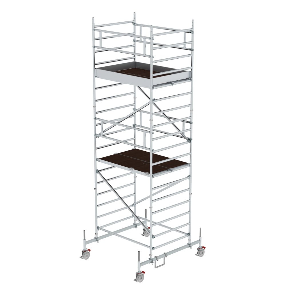 Rollgerüst 1,35 x 1,80 m mit Fahrbalken & Doppel-Plattform Plattformhöhe 4,66 m