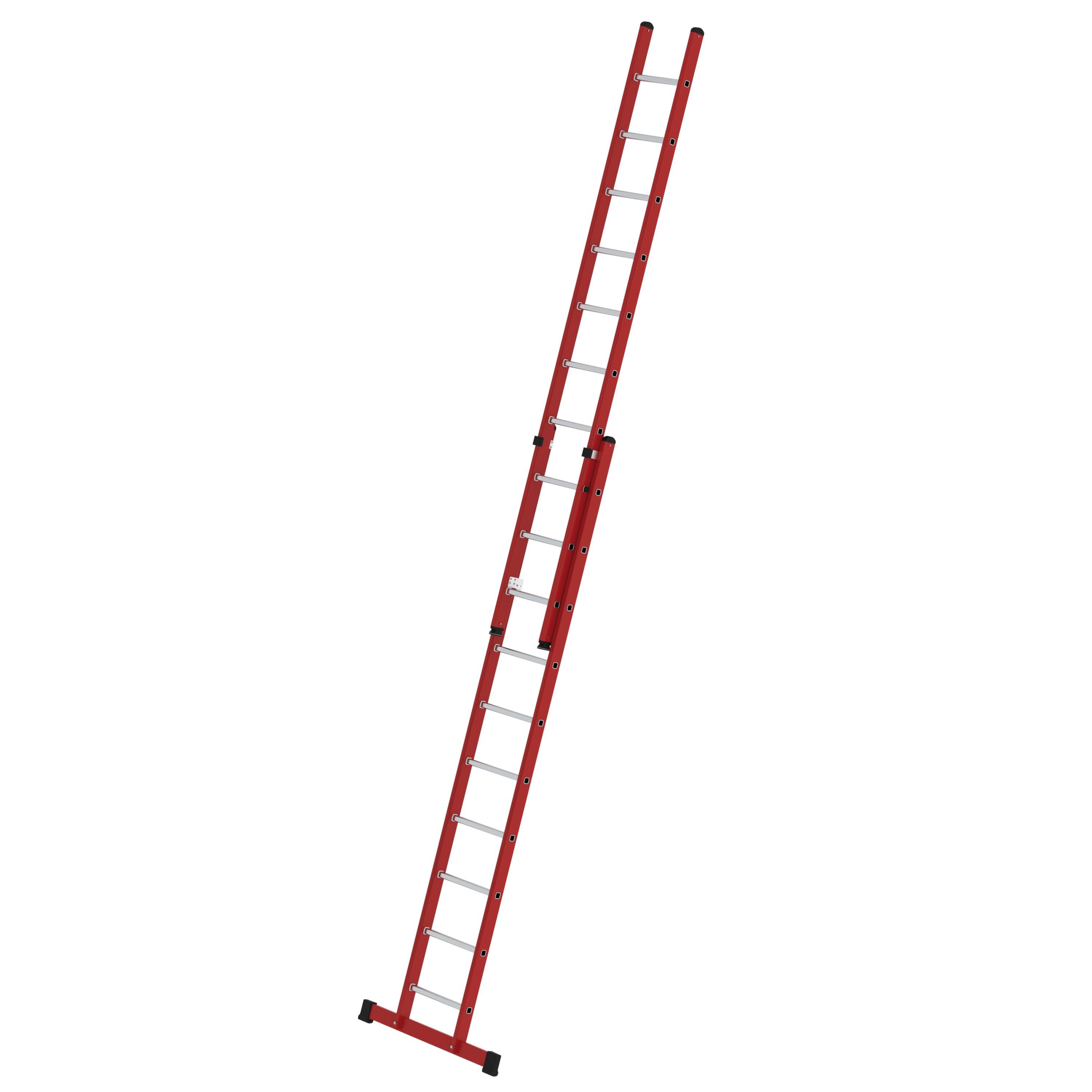 Sprossen-Schiebeleiter 2-teilig GFK/Alu mit Traverse 2x10 Sprossen