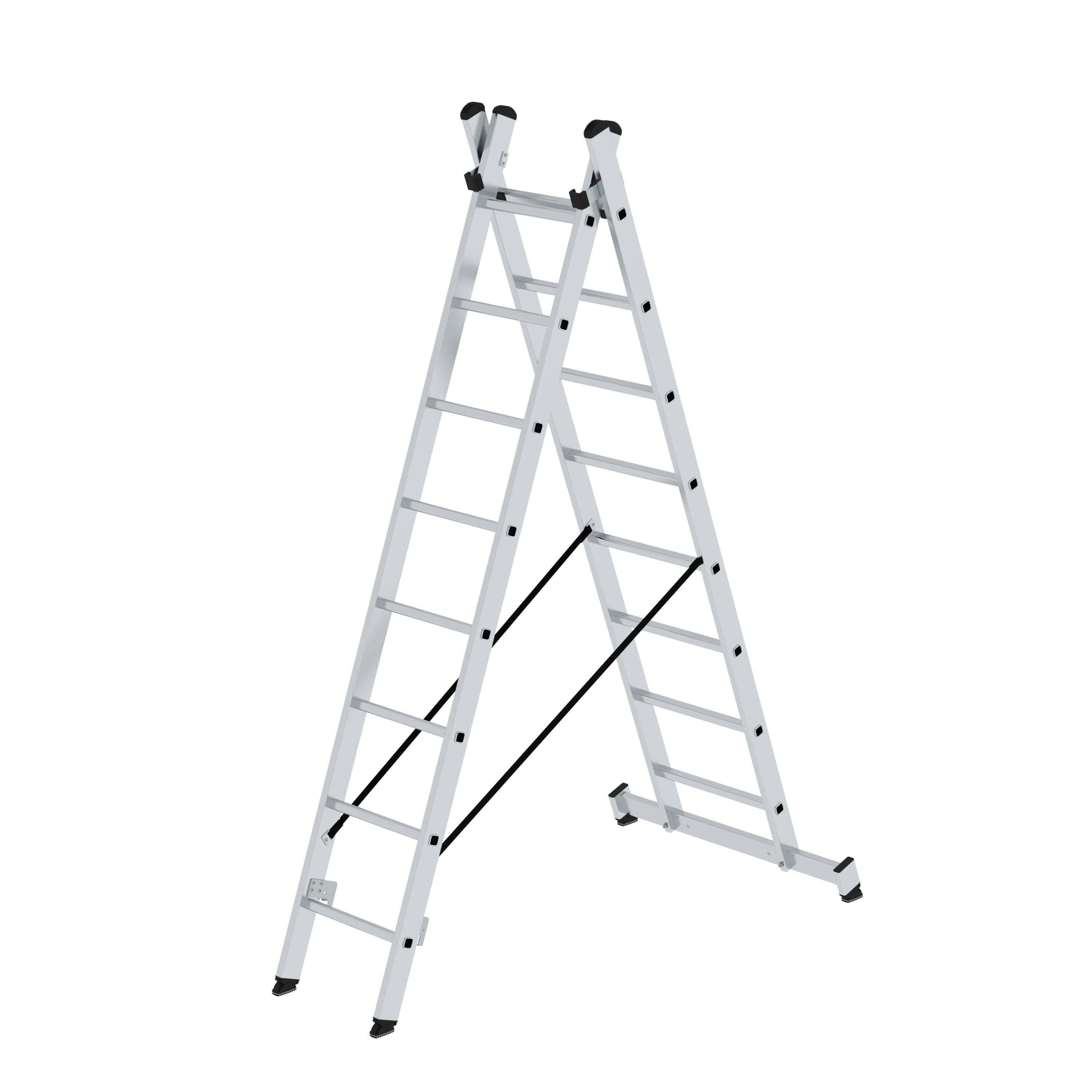 Mehrzweckleiter 2-teilig mit nivello®-Traverse 2x8 Sprossen