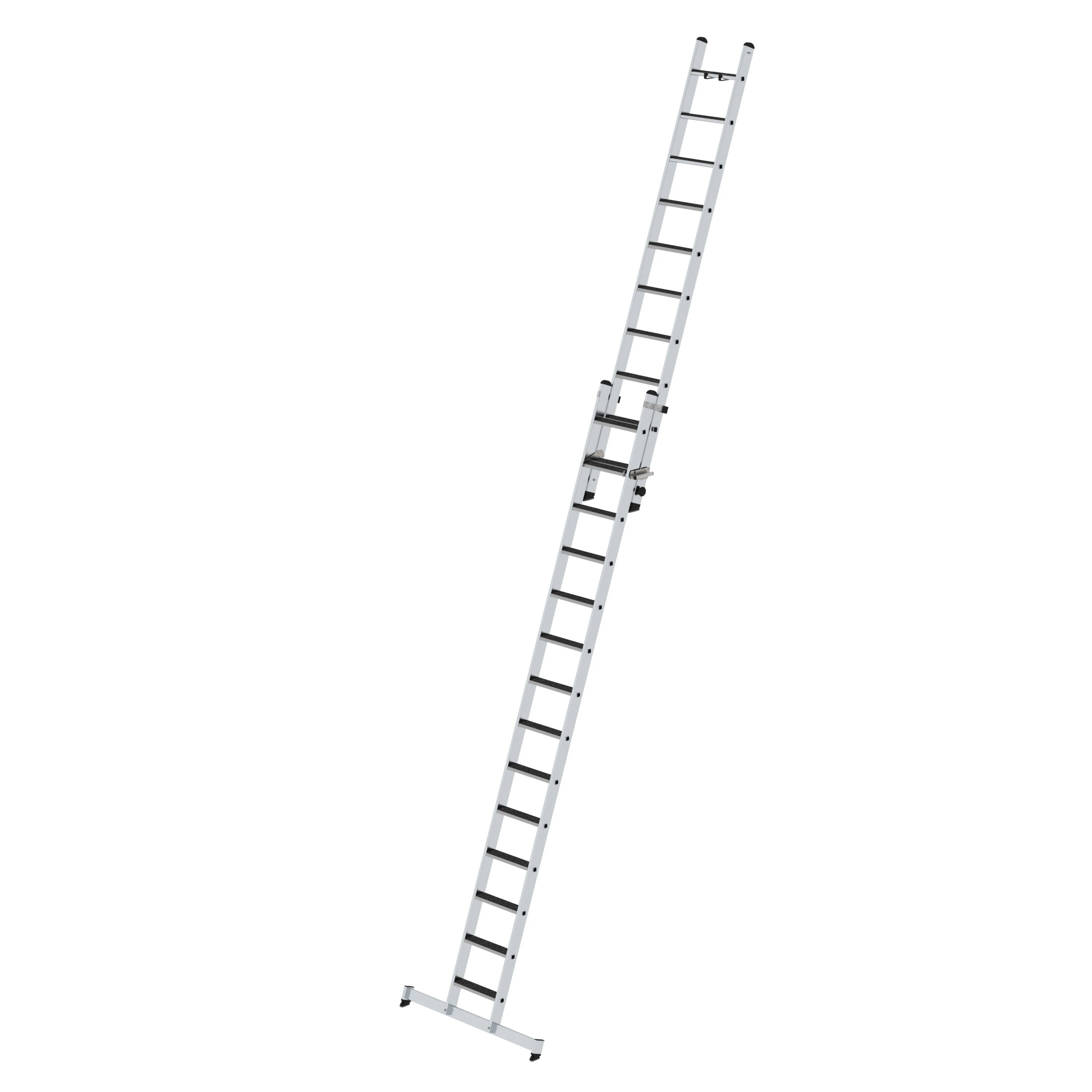 Stufen-Schiebeleiter 2-teilig mit nivello-Traverse und clip-step R13 1x14 + 1x10