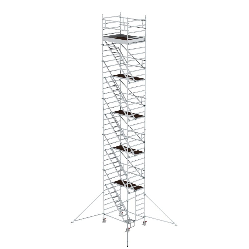 Rollgerüst 1,35 x 1,80 m mit Schrägaufstiegen & Ausleger Plattformhöhe 10,35 m