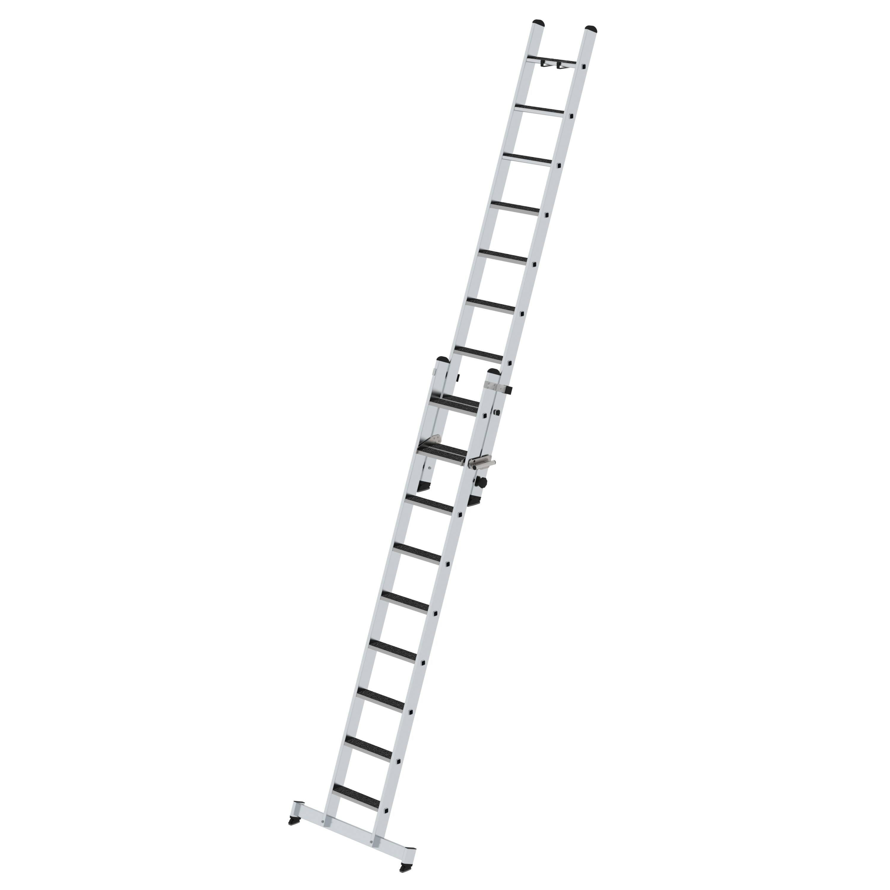 Stufen-Schiebeleiter 2-teilig mit nivello-Traverse und clip-step R13 2x9