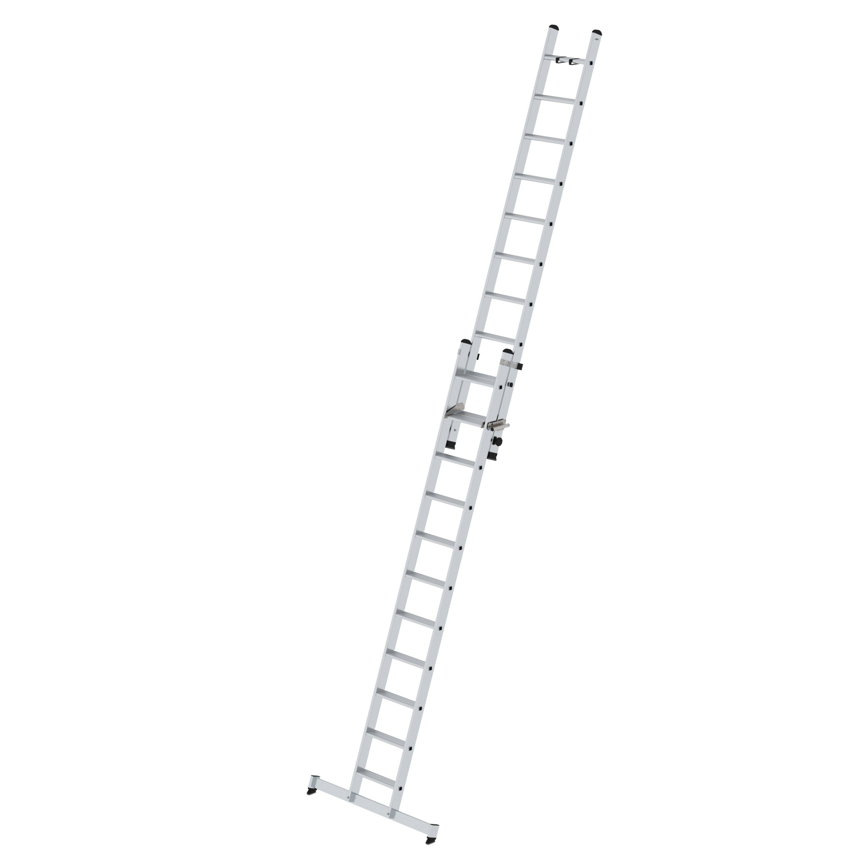 Stufen-Schiebeleiter 2-teilig mit nivello®-Traverse 1x11 + 1x10 Stufen