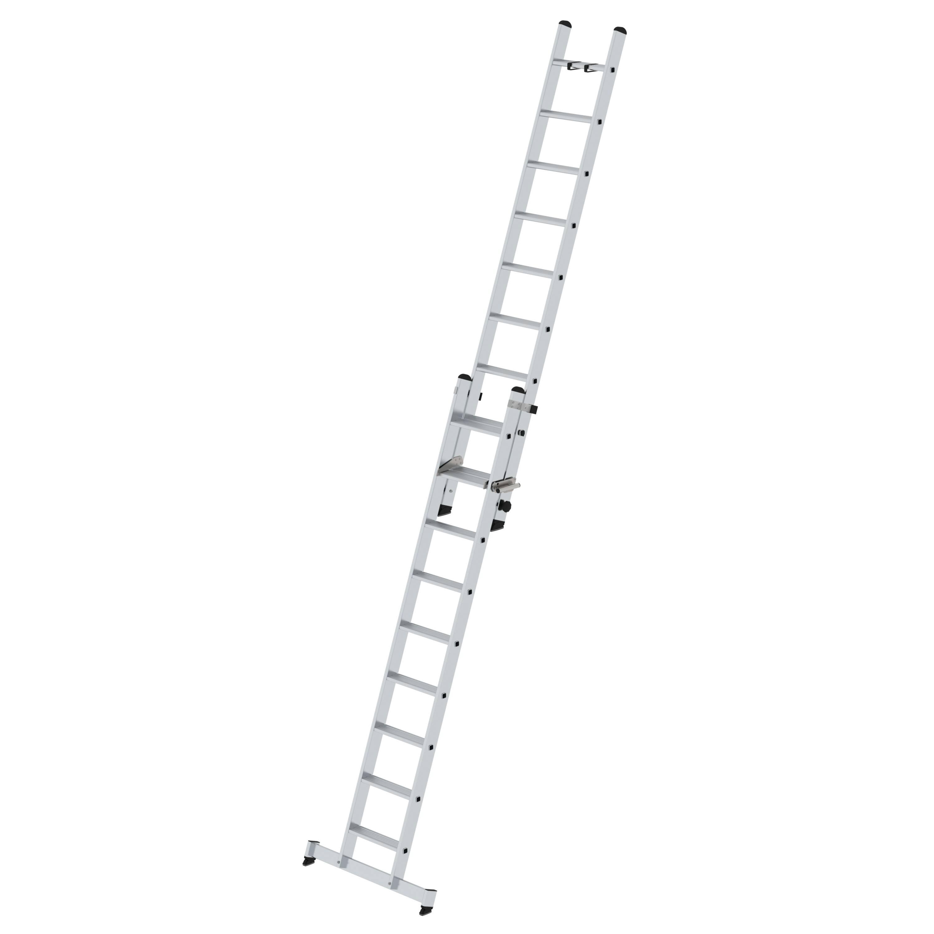 Stufen-Schiebeleiter 2-teilig mit nivello®-Traverse 2x9 Stufen