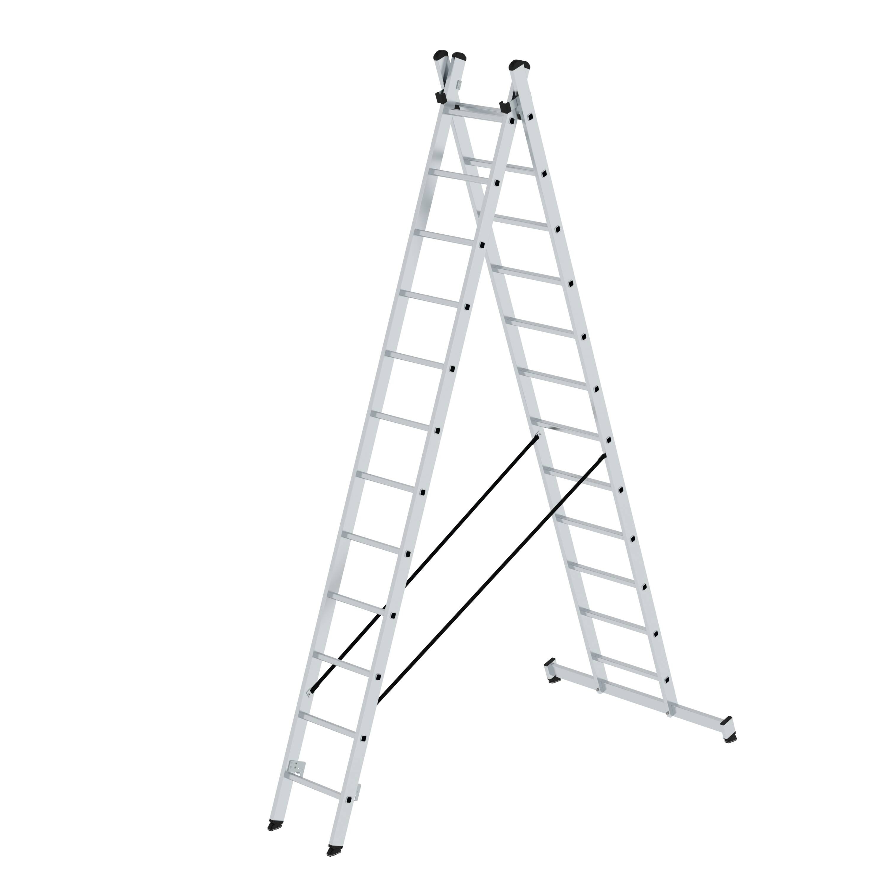 Mehrzweckleiter 2-teilig mit nivello®-Traverse 2x12 Sprossen