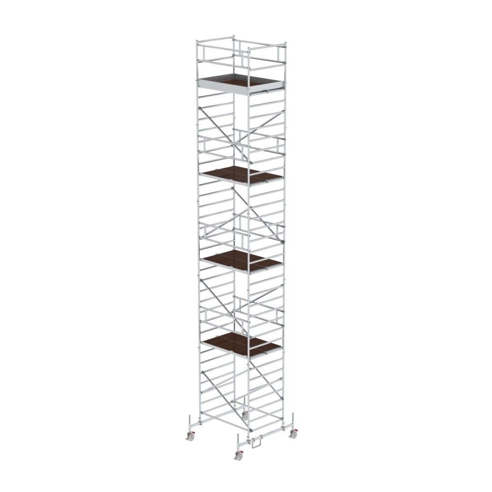 Rollgerüst 1,35 x 1,80 m mit Fahrbalken & Doppel-Plattform Plattformhöhe 9,70 m