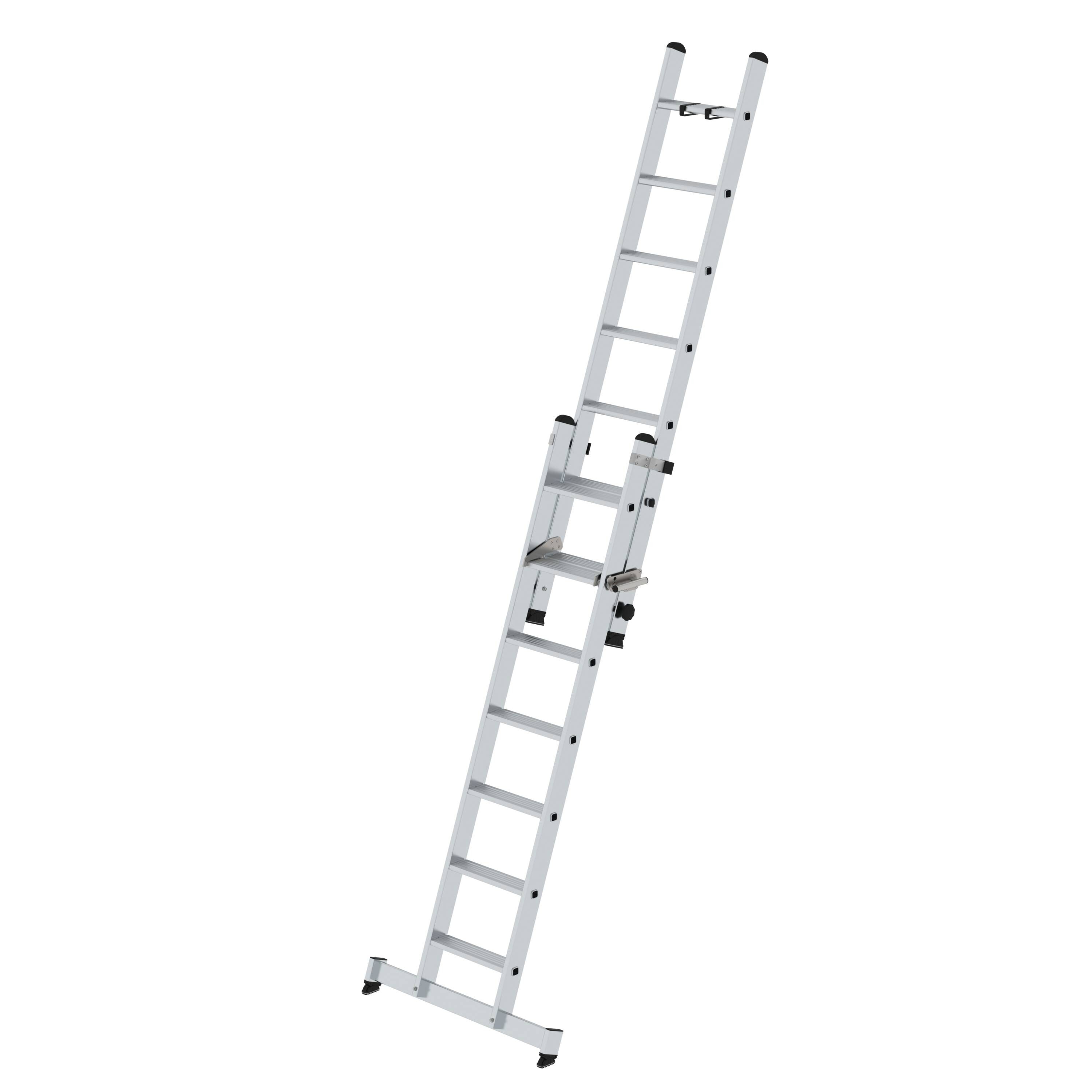 Stufen-Schiebeleiter 2-teilig mit nivello®-Traverse 2x7 Stufen