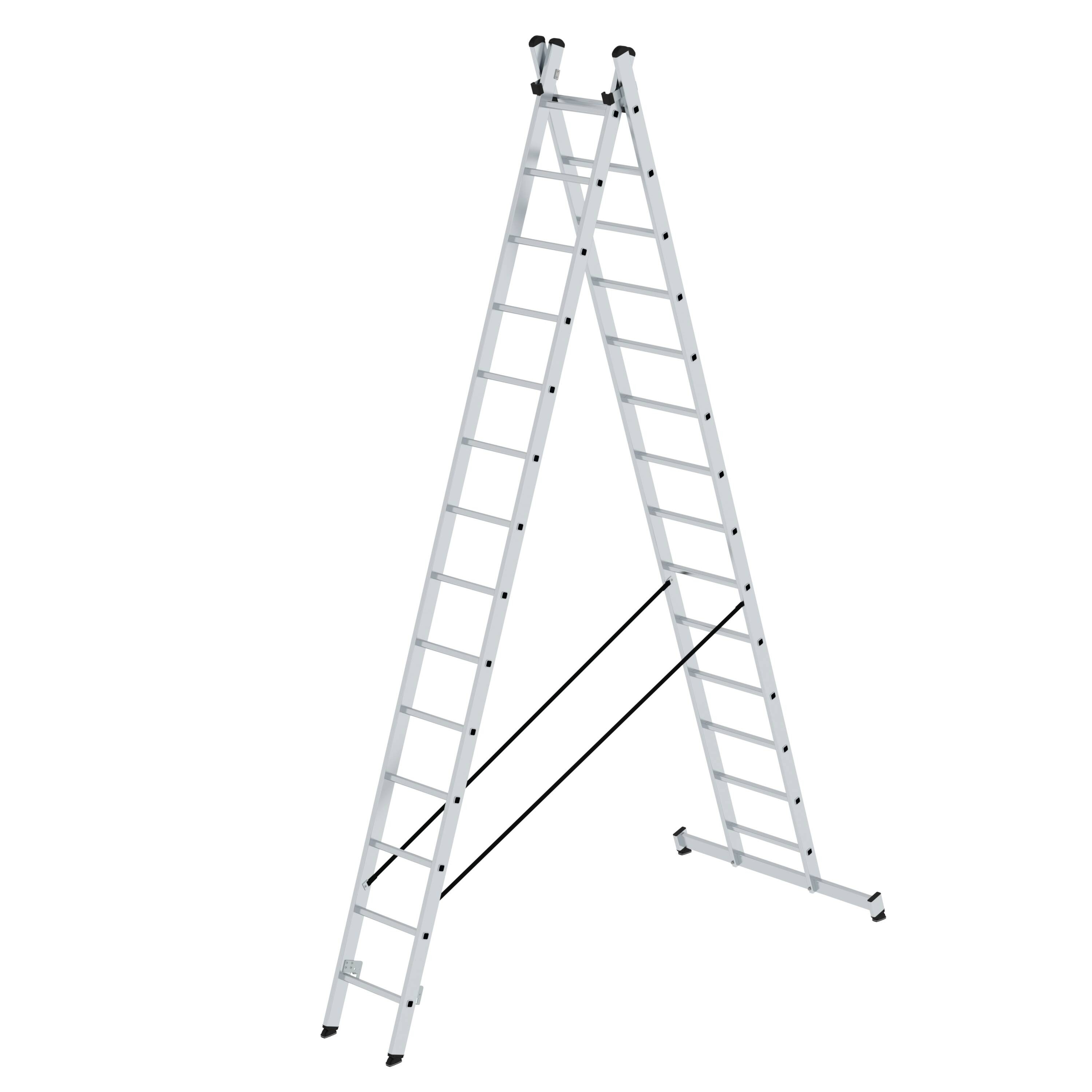 Mehrzweckleiter 2-teilig mit nivello®-Traverse 2x14 Sprossen