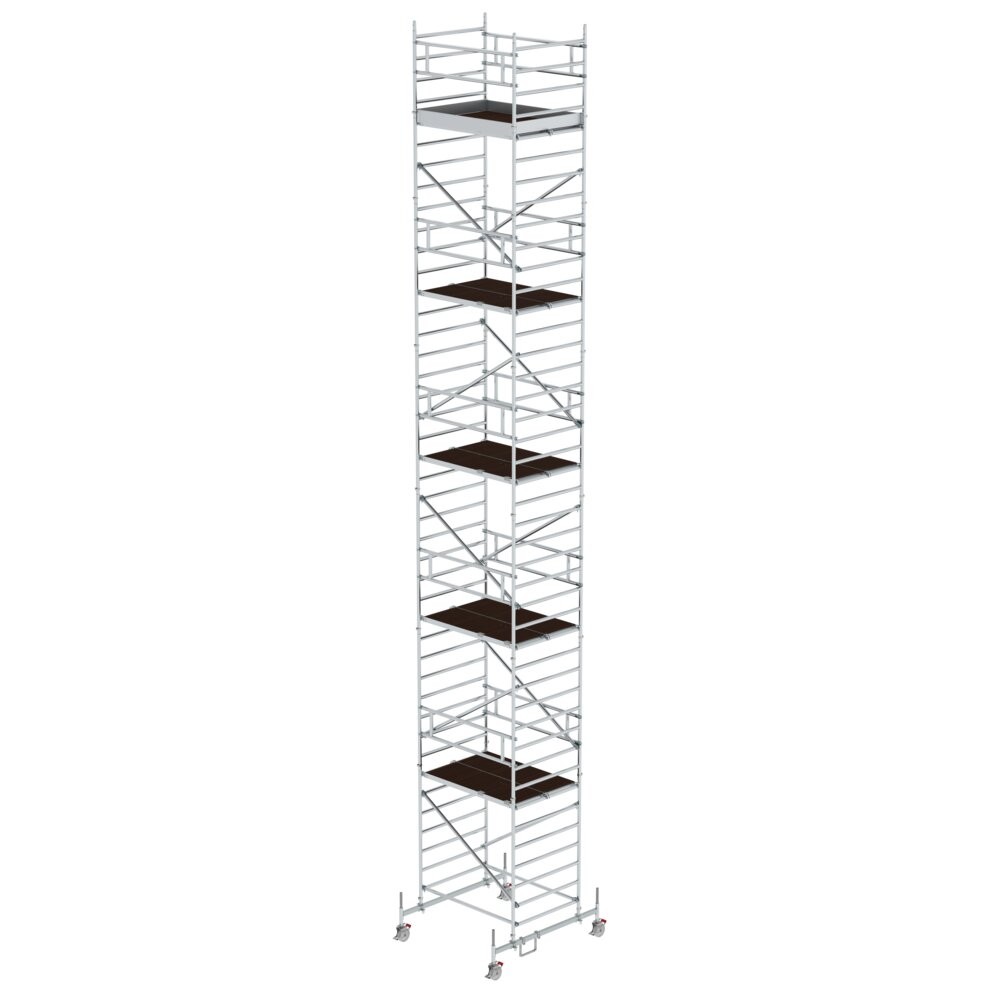 Rollgerüst 1,35 x 1,80 m mit Fahrbalken & Doppel-Plattform Plattformhöhe 11,62 m