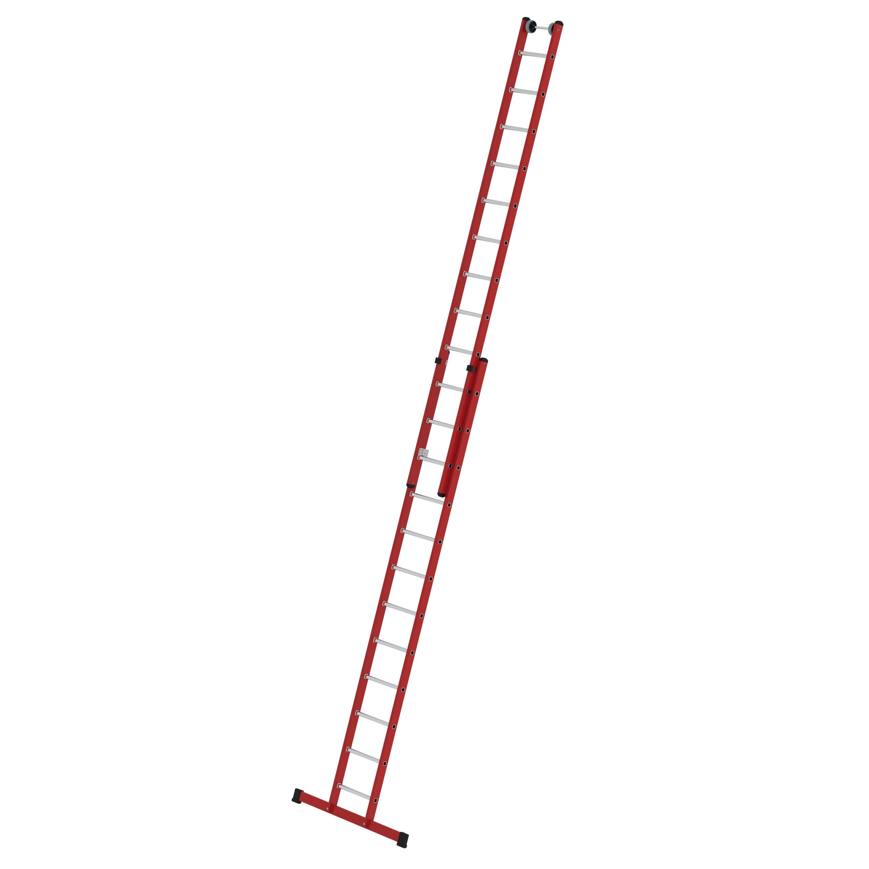 Sprossen-Schiebeleiter 2-teilig GFK/Alu mit Traverse 2x12 Sprossen